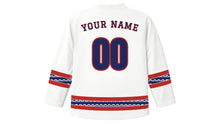 Load image into Gallery viewer, Omisoka Original Hockey Jersey in White, back view with your name and number