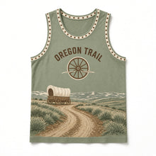 Load image into Gallery viewer, Oregon Trail Wagon Original Basketball Jersey in Prairie Sage, front view – custom name and number
