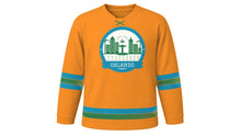 Load image into Gallery viewer, Orlando Original Hockey Jersey in Citrus Orange, front view – custom name and number
