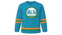 Load image into Gallery viewer, Orlando Original Hockey Jersey in Lake Blue, front view – custom name and number