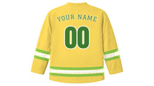 Load image into Gallery viewer, Ostara Original Hockey Jersey in Daffodil Yellow, back view with your name and number