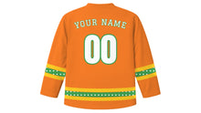Load image into Gallery viewer, Pahiyas Original Hockey Jersey in Sunset Orange, back view with your name and number