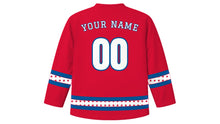 Load image into Gallery viewer, Panama Independence Day Original Hockey Jersey in Red, back view with your name and number