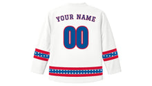 Load image into Gallery viewer, Panama Independence Day Original Hockey Jersey in White, back view with your name and number