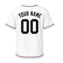 Load image into Gallery viewer, Paper Boat Milwaukee Baseball Jersey in River Mist White, back view with your name and number – custom block name and number with ripple-pattern sleeves