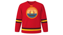 Load image into Gallery viewer, Papua New Guinea Independence Day Original Hockey Jersey in Red, front view – custom name and number