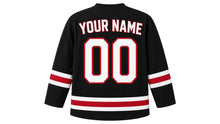 Load image into Gallery viewer, Paris Original Hockey Jersey in Black, back view with your name and number