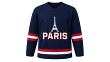 Load image into Gallery viewer, Paris Original Hockey Jersey in Navy, front view – custom name and number
