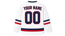 Load image into Gallery viewer, Paris Original Hockey Jersey in White, back view with your name and number