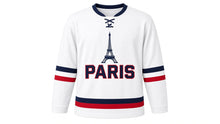 Load image into Gallery viewer, Paris Original Hockey Jersey in White, front view – custom name and number