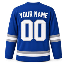 Load image into Gallery viewer, Passover Original Hockey Jersey in Blue, back view with your name and number