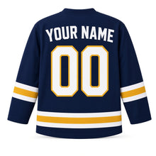 Load image into Gallery viewer, Passover Original Hockey Jersey in Navy, back view with your name and number