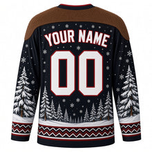 Load image into Gallery viewer, Perchtenlauf Original Hockey Jersey in Midnight Black, back view with custom YOUR NAME and 00