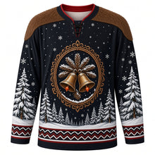 Load image into Gallery viewer, Perchtenlauf Original Hockey Jersey in Midnight Black, front view with themed artwork and clean crest