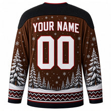 Load image into Gallery viewer, Perchtenlauf Original Hockey Jersey in Fur Brown, back view with custom YOUR NAME and 00