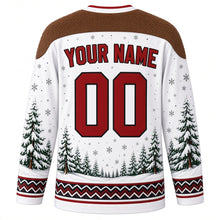 Load image into Gallery viewer, Perchtenlauf Original Hockey Jersey in Snow White, back view with custom YOUR NAME and 00