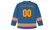 Load image into Gallery viewer, Phnom Penh Original Hockey Jersey in Mekong Blue, back view with your name and number
