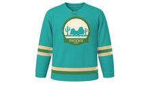 Load image into Gallery viewer, Phoenix Original Hockey Jersey in Turquoise, front view – custom name and number