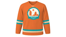 Load image into Gallery viewer, Phuket Original Hockey Jersey in Sunset Orange, front view – custom name and number