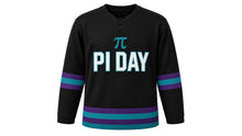 Load image into Gallery viewer, Pi Day Original Hockey Jersey in Black, front view – custom name and number