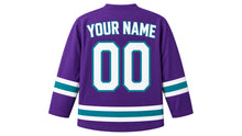 Load image into Gallery viewer, Pi Day Original Hockey Jersey in Purple, back view with your name and number