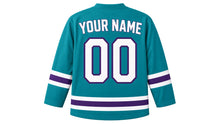 Load image into Gallery viewer, Pi Day Original Hockey Jersey in Teal, back view with your name and number