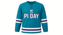 Load image into Gallery viewer, Pi Day Original Hockey Jersey in Teal, front view – custom name and number
