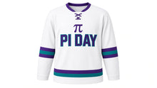 Load image into Gallery viewer, Pi Day Original Hockey Jersey in White, front view – custom name and number