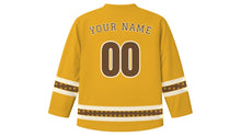Load image into Gallery viewer, Pioneer Day Original Hockey Jersey in Gold, back view with your name and number