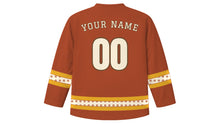 Load image into Gallery viewer, Pioneer Day Original Hockey Jersey in Rust, back view with your name and number