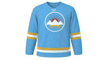 Load image into Gallery viewer, Pioneer Day Original Hockey Jersey in Sky Blue, front view – custom name and number