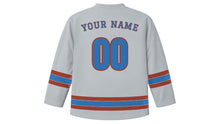 Load image into Gallery viewer, Pittsburgh Original Hockey Jersey in River Fog Grey, back view with your name and number