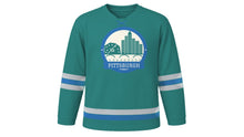 Load image into Gallery viewer, Pittsburgh Original Hockey Jersey in Riverstone Teal, front view – custom name and number