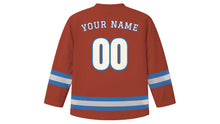 Load image into Gallery viewer, Pittsburgh Original Hockey Jersey in Steel Mill Brick, back view with your name and number