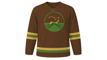 Load image into Gallery viewer, Plough Monday Original Hockey Jersey in Earth Brown, front view – custom name and number