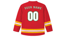 Load image into Gallery viewer, Pohela Boishakh Original Hockey Jersey in Red, back view with your name and number