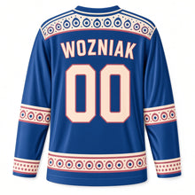 Load image into Gallery viewer, Poland Pottery Dots Original Hockey Jersey in Cobalt Blue, back view with your name and number
