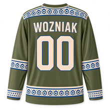 Load image into Gallery viewer, Poland Pottery Dots Original Hockey Jersey in Olive Green, back view with your name and number