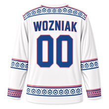 Load image into Gallery viewer, Poland Pottery Dots Original Hockey Jersey in Glaze White, back view with your name and number