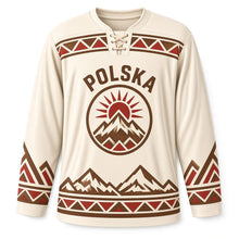 Load image into Gallery viewer, Poland Tatra Highlander Original Hockey Jersey in Wool Cream, front view – custom name and number