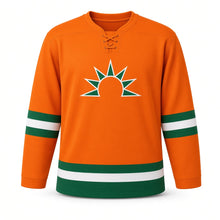 Load image into Gallery viewer, Pongal Original Hockey Jersey in Orange, front view – custom name and number