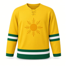 Load image into Gallery viewer, Pongal Original Hockey Jersey in Yellow, front view – custom name and number