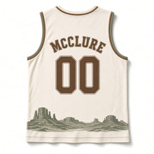 Load image into Gallery viewer, Pony Express Trail Original Basketball Jersey in Canvas Cream, back view with your name and number