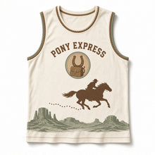 Load image into Gallery viewer, Pony Express Trail Original Basketball Jersey in Canvas Cream, front view – custom name and number
