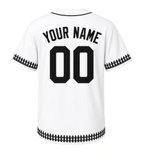 Load image into Gallery viewer, Porch Swing Milwaukee Baseball Jersey in Front Porch White, back view with your name and number – custom block name and number with picket-stripe sleeves