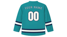 Load image into Gallery viewer, Port Louis Original Hockey Jersey in Lagoon Turquoise, back view with your name and number