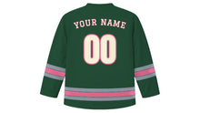 Load image into Gallery viewer, Portland Original Hockey Jersey in Douglas Fir Green, back view with your name and number
