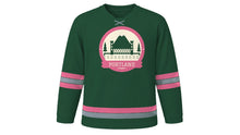 Load image into Gallery viewer, Portland Original Hockey Jersey in Douglas Fir Green, front view – custom name and number
