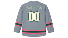 Load image into Gallery viewer, Portland Original Hockey Jersey in Mist Grey, back view with your name and number