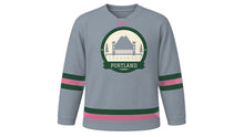 Load image into Gallery viewer, Portland Original Hockey Jersey in Mist Grey, front view – custom name and number